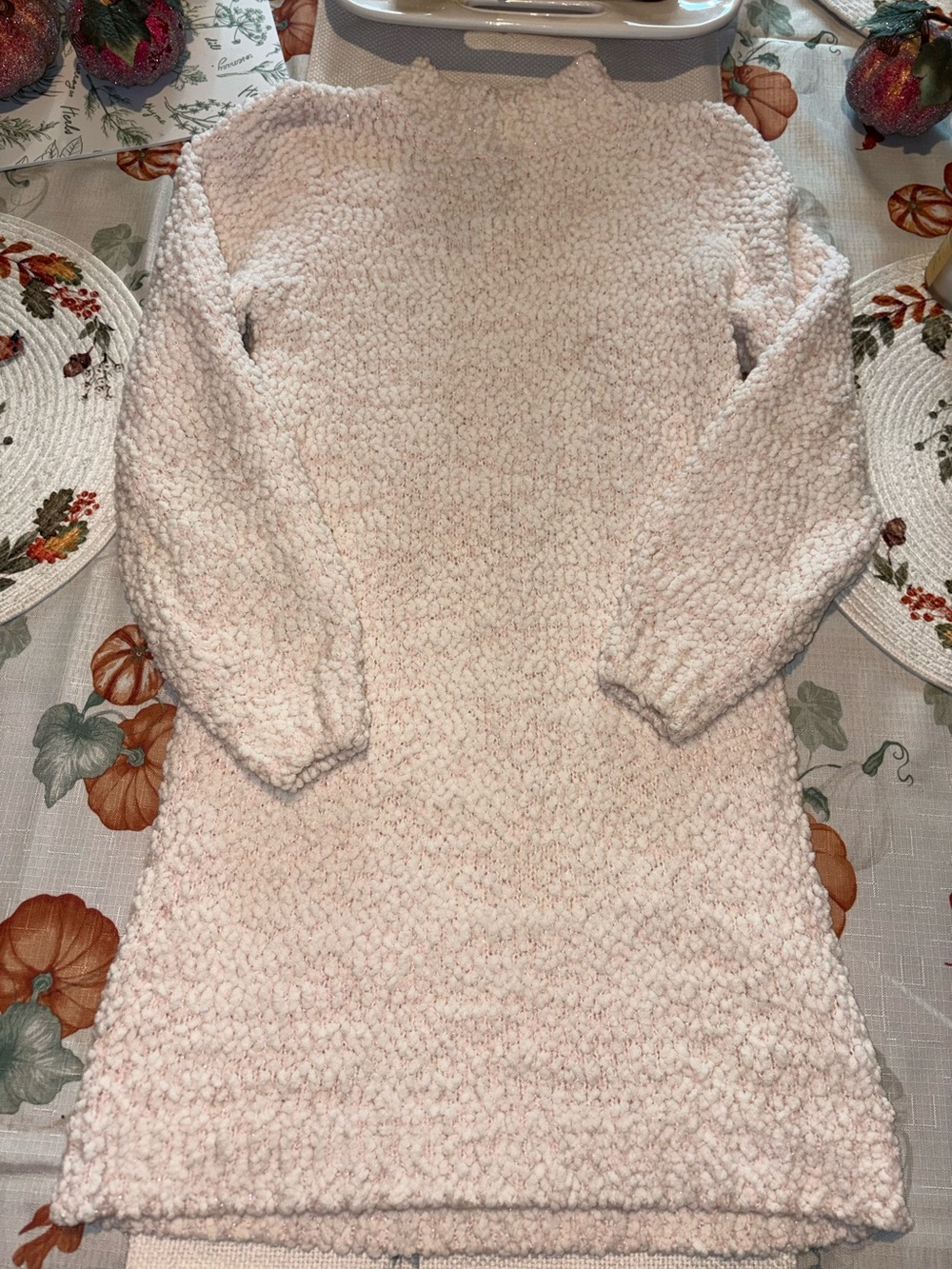 Cat & Jack Girls Textured Sparkle Mock Neck Sweater Dress - Light Pink sz L EUC